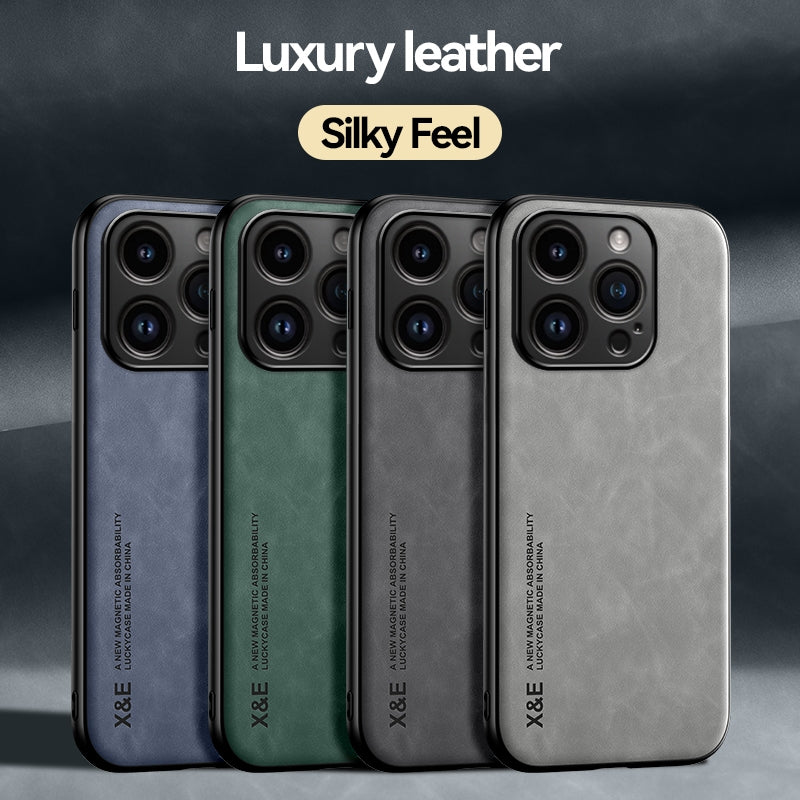 ELECTROPRIME For iPhone 15 Plus Skin Feel Magnetic Leather Back Phone Case(Light Grey)