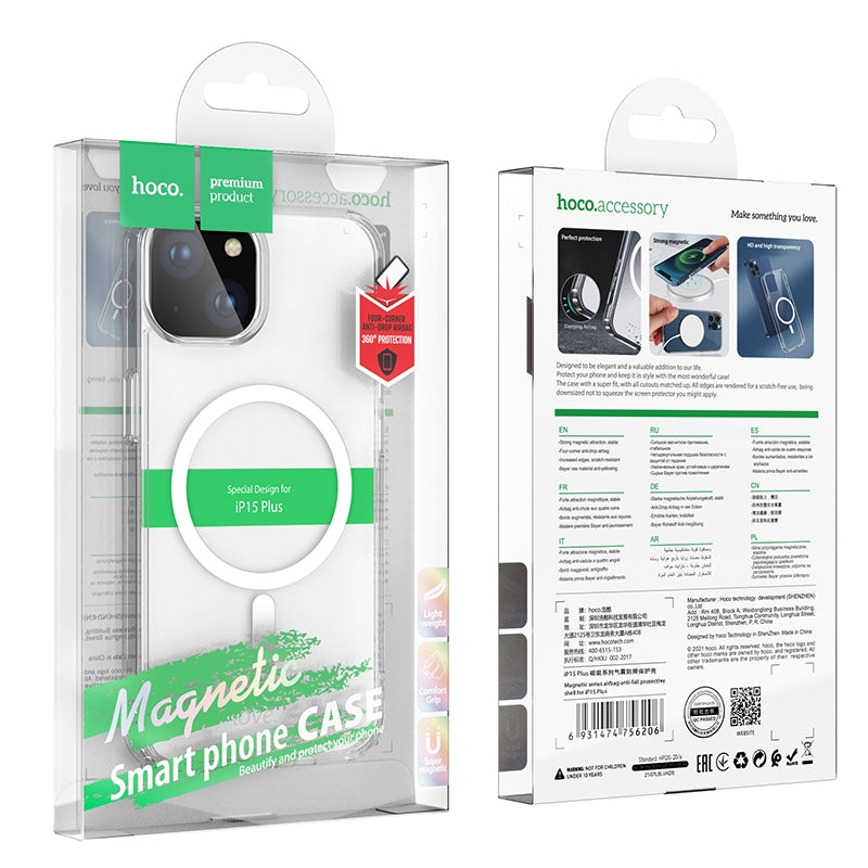 ELECTROPRIME For iPhone 15 Plus hoco MagSafe Magnetic Series Airbag Shockproof Phone Case(Transparent)