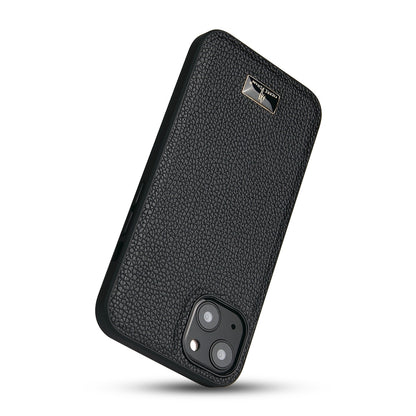 ELECTROPRIME For iPhone 15 Plus Fierre Shann Leather Texture Phone Back Cover Case(Lychee Black)