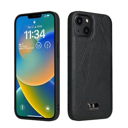 ELECTROPRIME For iPhone 15 Fierre Shann Leather Texture Phone Back Cover Case(Ox Tendon Black)