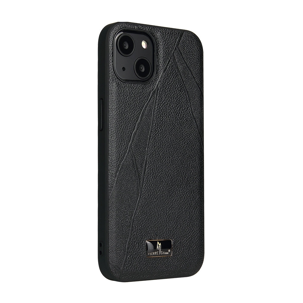ELECTROPRIME For iPhone 15 Fierre Shann Leather Texture Phone Back Cover Case(Ox Tendon Black)