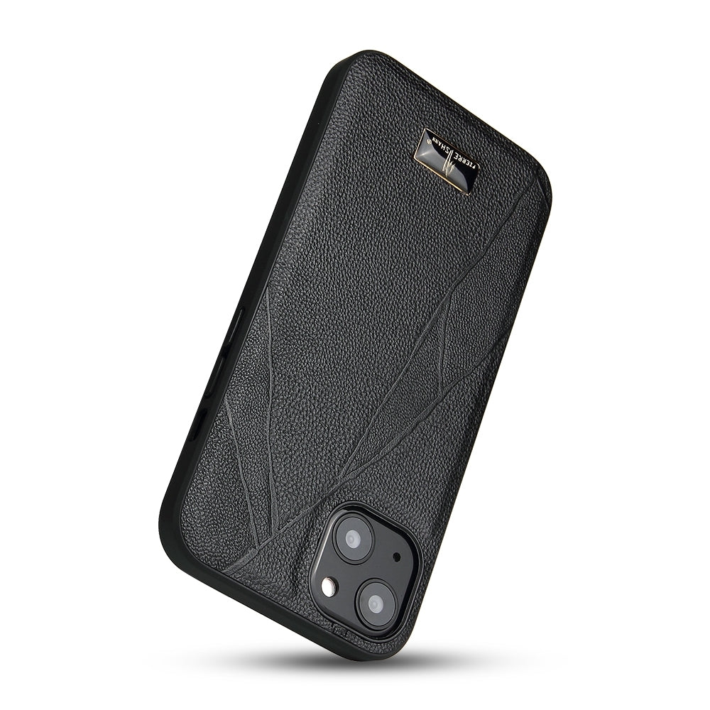 ELECTROPRIME For iPhone 15 Fierre Shann Leather Texture Phone Back Cover Case(Ox Tendon Black)