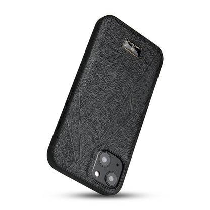 ELECTROPRIME For iPhone 15 Fierre Shann Leather Texture Phone Back Cover Case(Ox Tendon Black)
