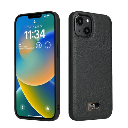 ELECTROPRIME For iPhone 15 Fierre Shann Leather Texture Phone Back Cover Case(Cowhide Black)