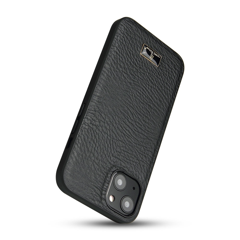 ELECTROPRIME For iPhone 15 Fierre Shann Leather Texture Phone Back Cover Case(Cowhide Black)