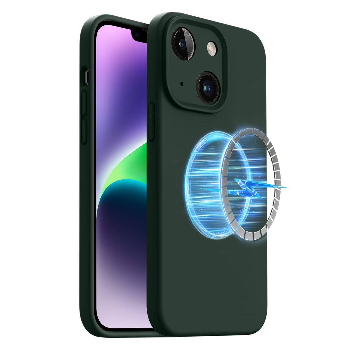 ELECTROPRIME For iPhone 15 Plus LK MagSafe Magnetic Silicone Phone Case(Green)