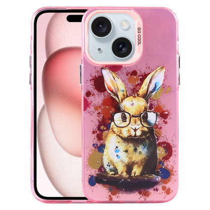 ELECTROPRIME For iPhone 15 Animal Pattern PC Phone Case(Rabbit)