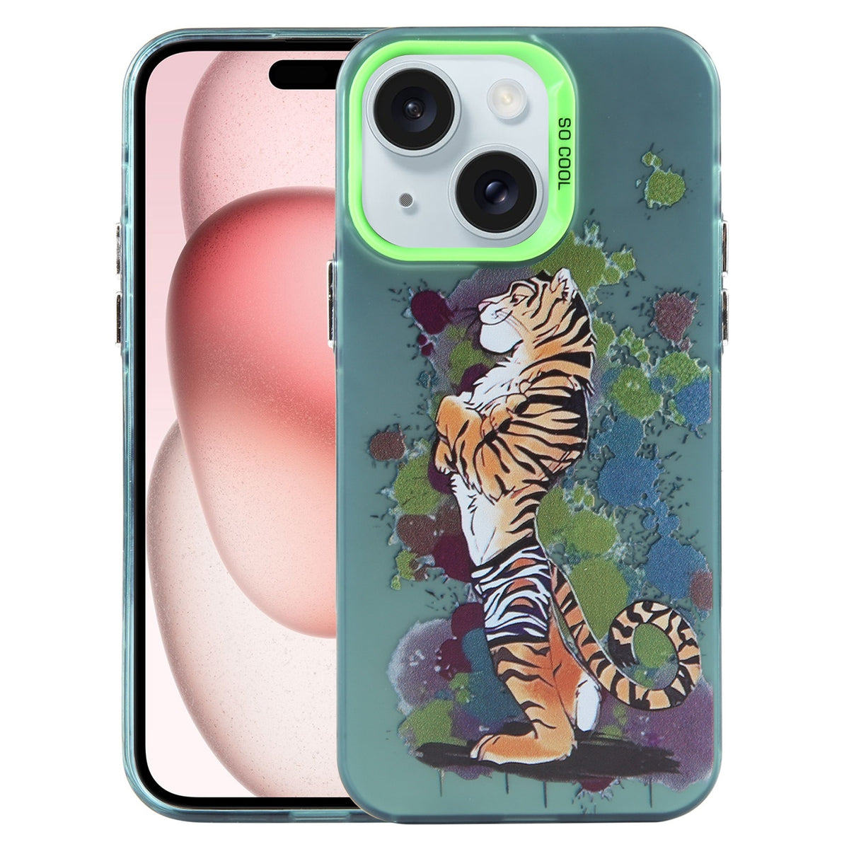 ELECTROPRIME For iPhone 15 Animal Pattern PC Phone Case(Tiger)