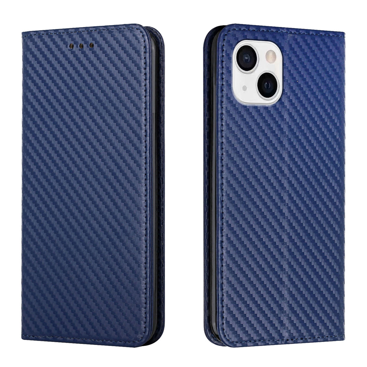 ELECTROPRIME For iPhone 15 Carbon Fiber Texture Flip Holder Leather Phone Case(Blue)