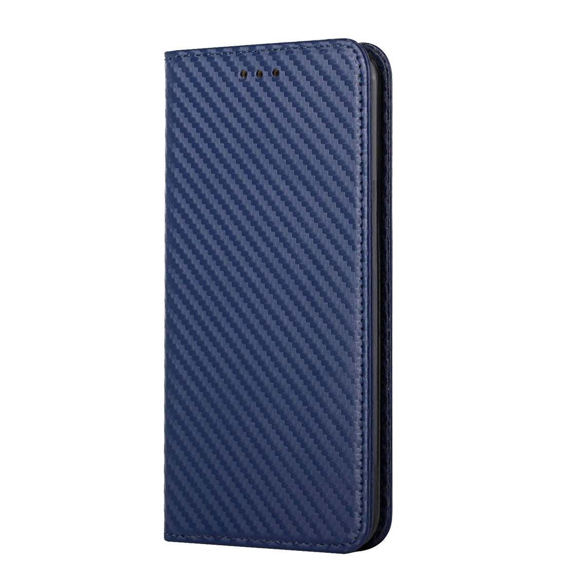 ELECTROPRIME For iPhone 15 Carbon Fiber Texture Flip Holder Leather Phone Case(Blue)
