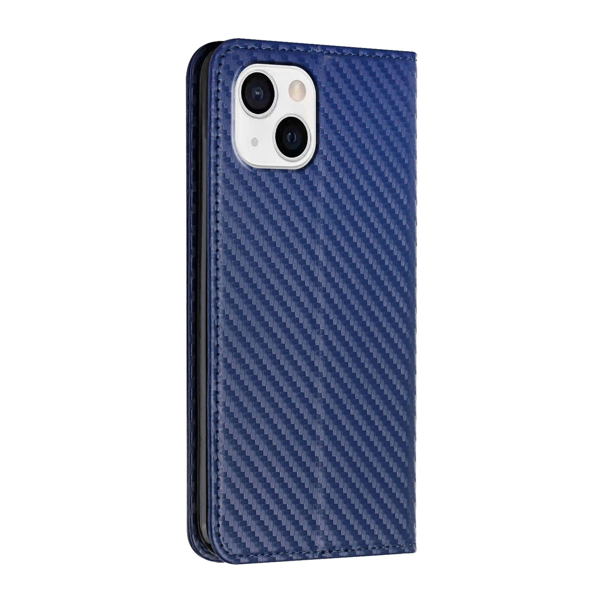ELECTROPRIME For iPhone 15 Carbon Fiber Texture Flip Holder Leather Phone Case(Blue)