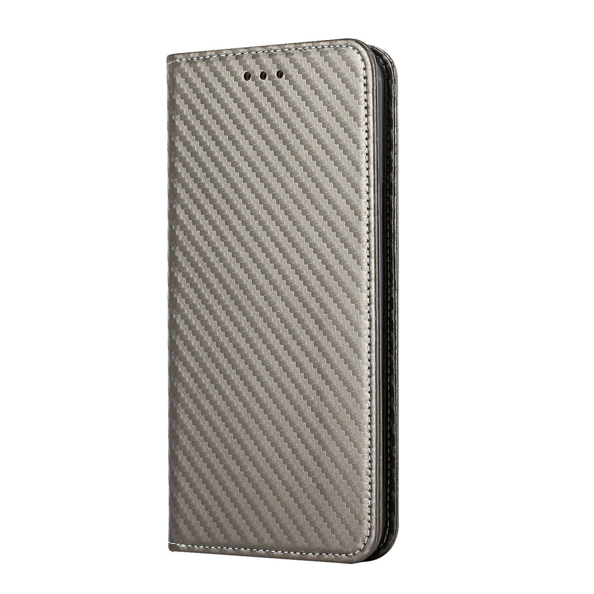 ELECTROPRIME For iPhone 15 Carbon Fiber Texture Flip Holder Leather Phone Case(Grey)