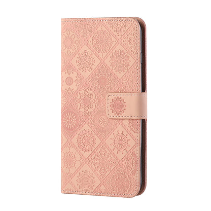 ELECTROPRIME For iPhone 15 Ethnic Style Embossed Pattern Leather Phone Case(Pink)