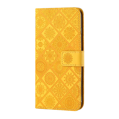 ELECTROPRIME For iPhone 15 Ethnic Style Embossed Pattern Leather Phone Case(Yellow)