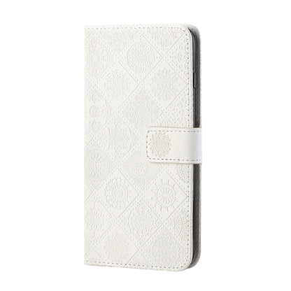ELECTROPRIME For iPhone 15 Ethnic Style Embossed Pattern Leather Phone Case(White)