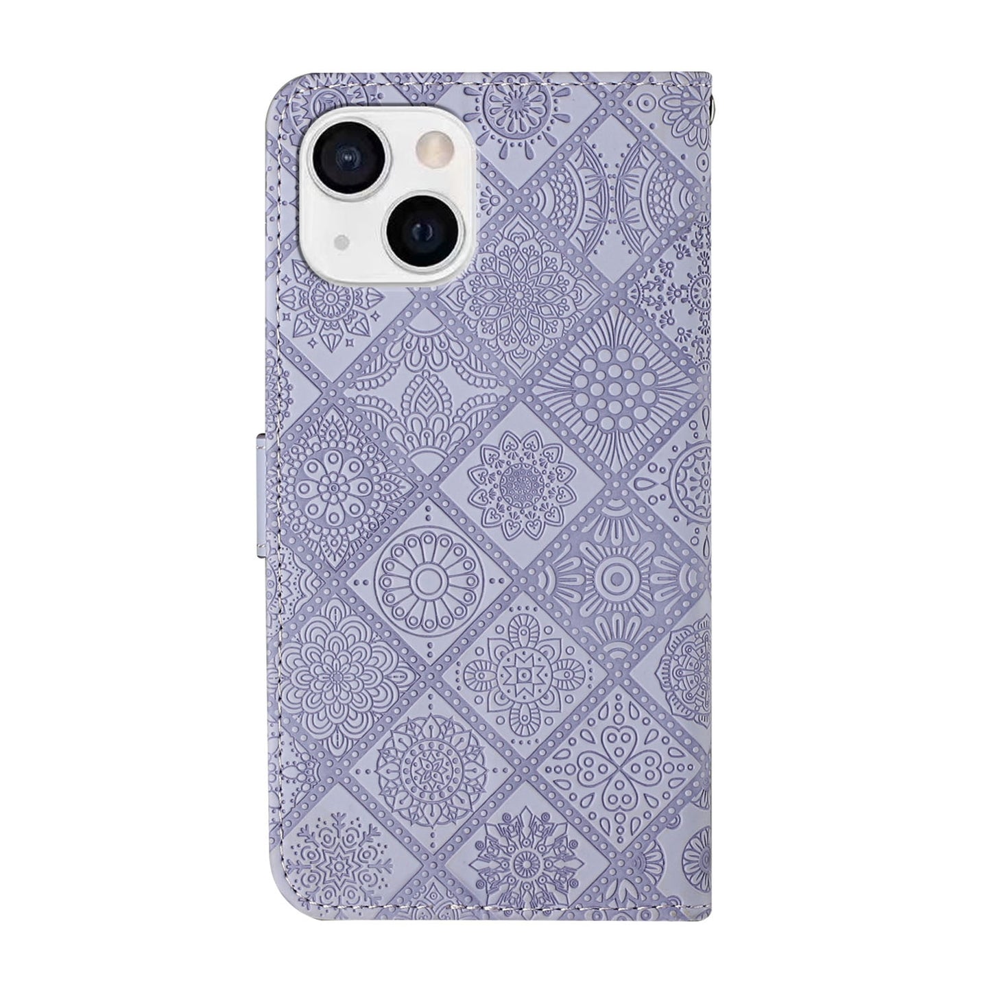 ELECTROPRIME For iPhone 15 Ethnic Style Embossed Pattern Leather Phone Case(Purple)