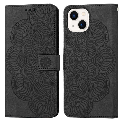 ELECTROPRIME For iPhone 15 Mandala Embossed Flip Leather Phone Case(Black)
