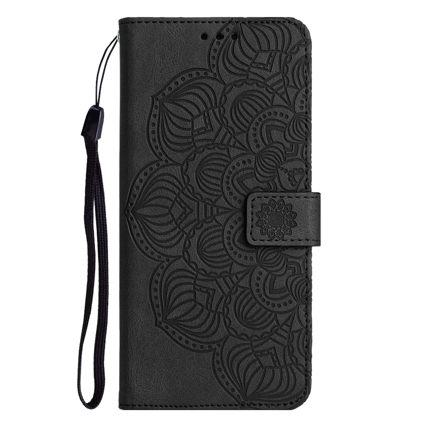 ELECTROPRIME For iPhone 15 Mandala Embossed Flip Leather Phone Case(Black)