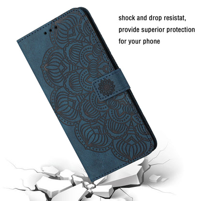 ELECTROPRIME For iPhone 15 Mandala Embossed Flip Leather Phone Case(Blue)