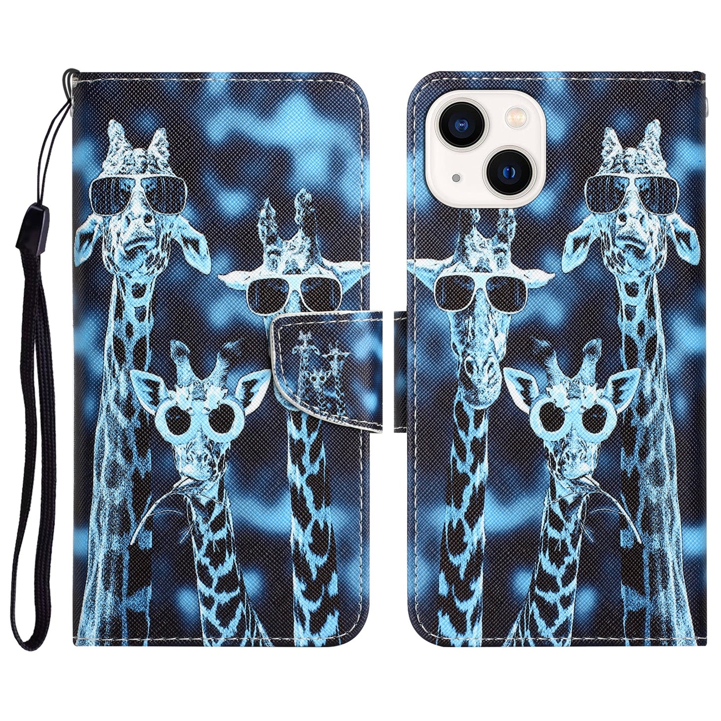 ELECTROPRIME For iPhone 15 Colored Drawing Leather Phone Case(Giraffes)