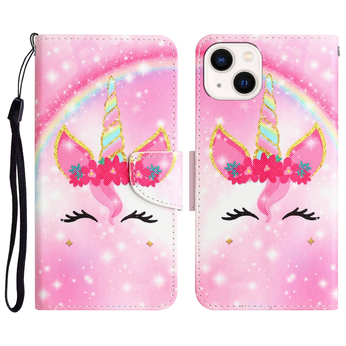 ELECTROPRIME For iPhone 15 Colored Drawing Leather Phone Case(Unicorn)