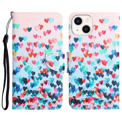 ELECTROPRIME For iPhone 15 Colored Drawing Leather Phone Case(Heart)