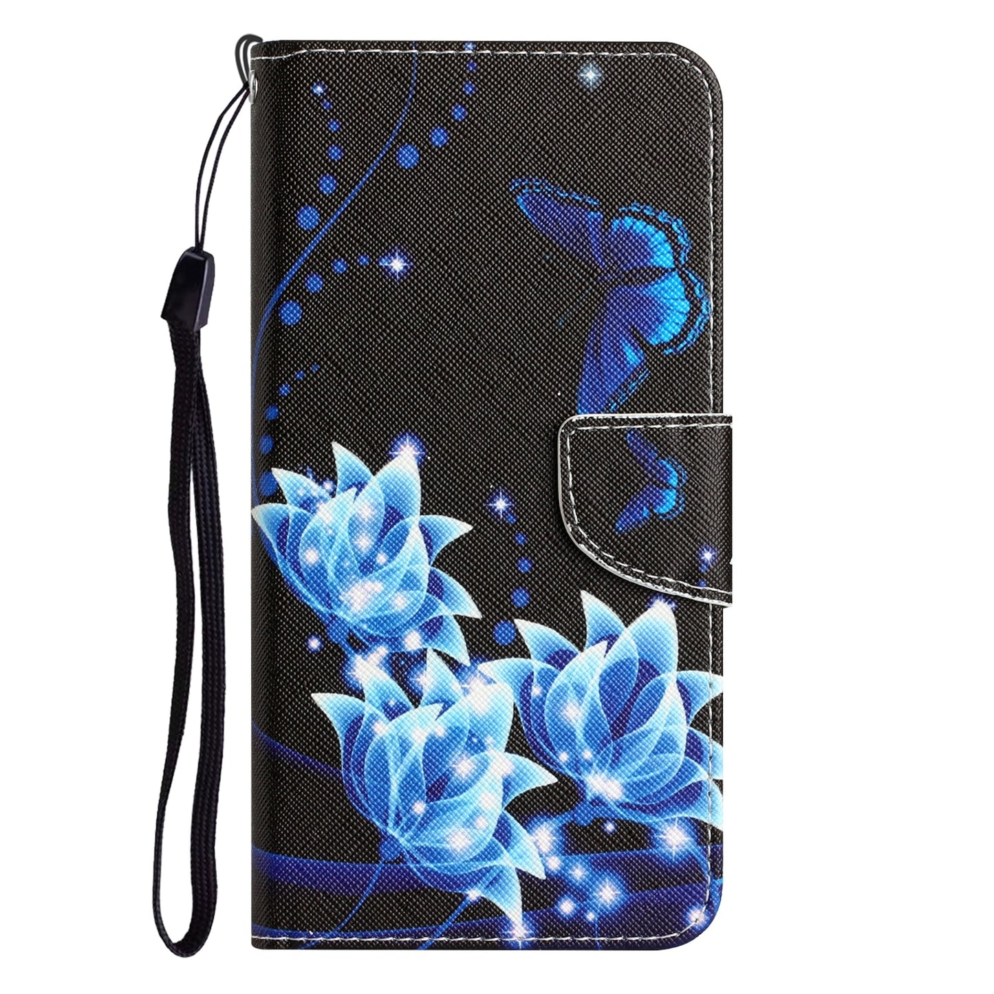 ELECTROPRIME For iPhone 15 Colored Drawing Leather Phone Case(Blue Butterfly)