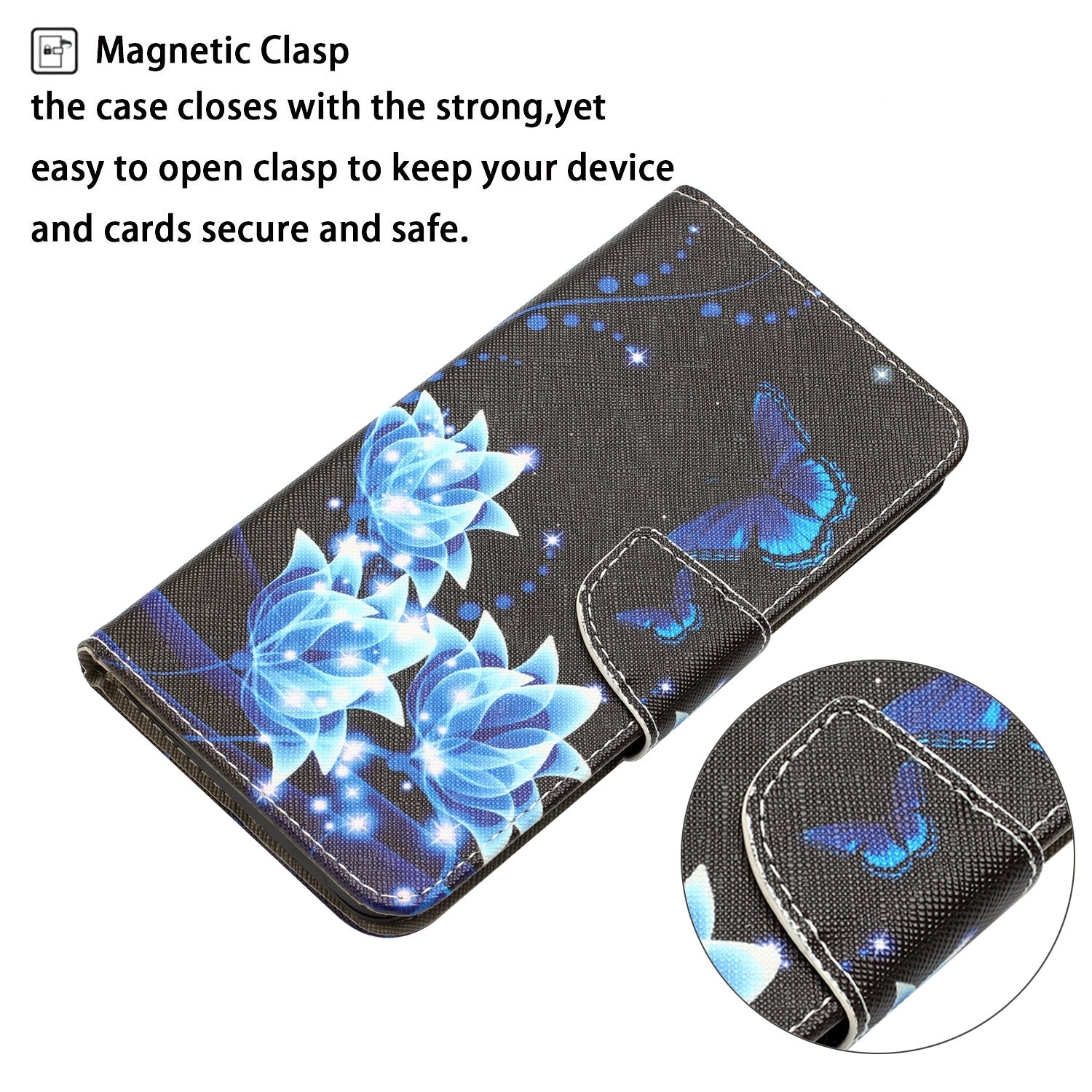 ELECTROPRIME For iPhone 15 Colored Drawing Leather Phone Case(Blue Butterfly)