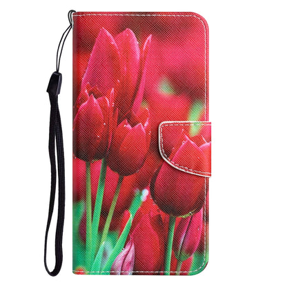 ELECTROPRIME For iPhone 15 Colored Drawing Leather Phone Case(Tulips)