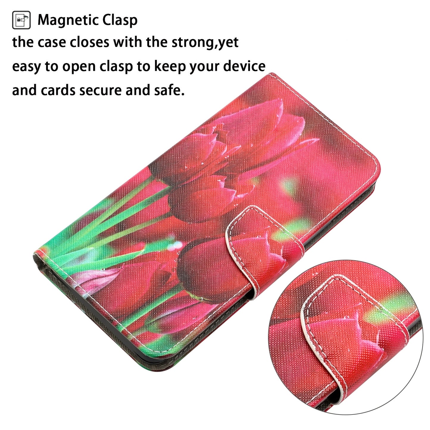 ELECTROPRIME For iPhone 15 Colored Drawing Leather Phone Case(Tulips)