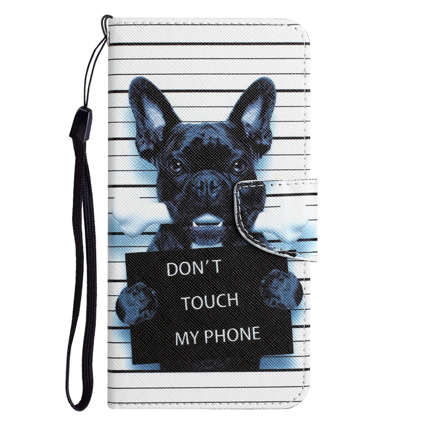 ELECTROPRIME For iPhone 15 Colored Drawing Leather Phone Case(Black Dog)