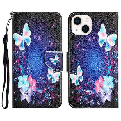 ELECTROPRIME For iPhone 15 Colored Drawing Leather Phone Case(Butterfly)
