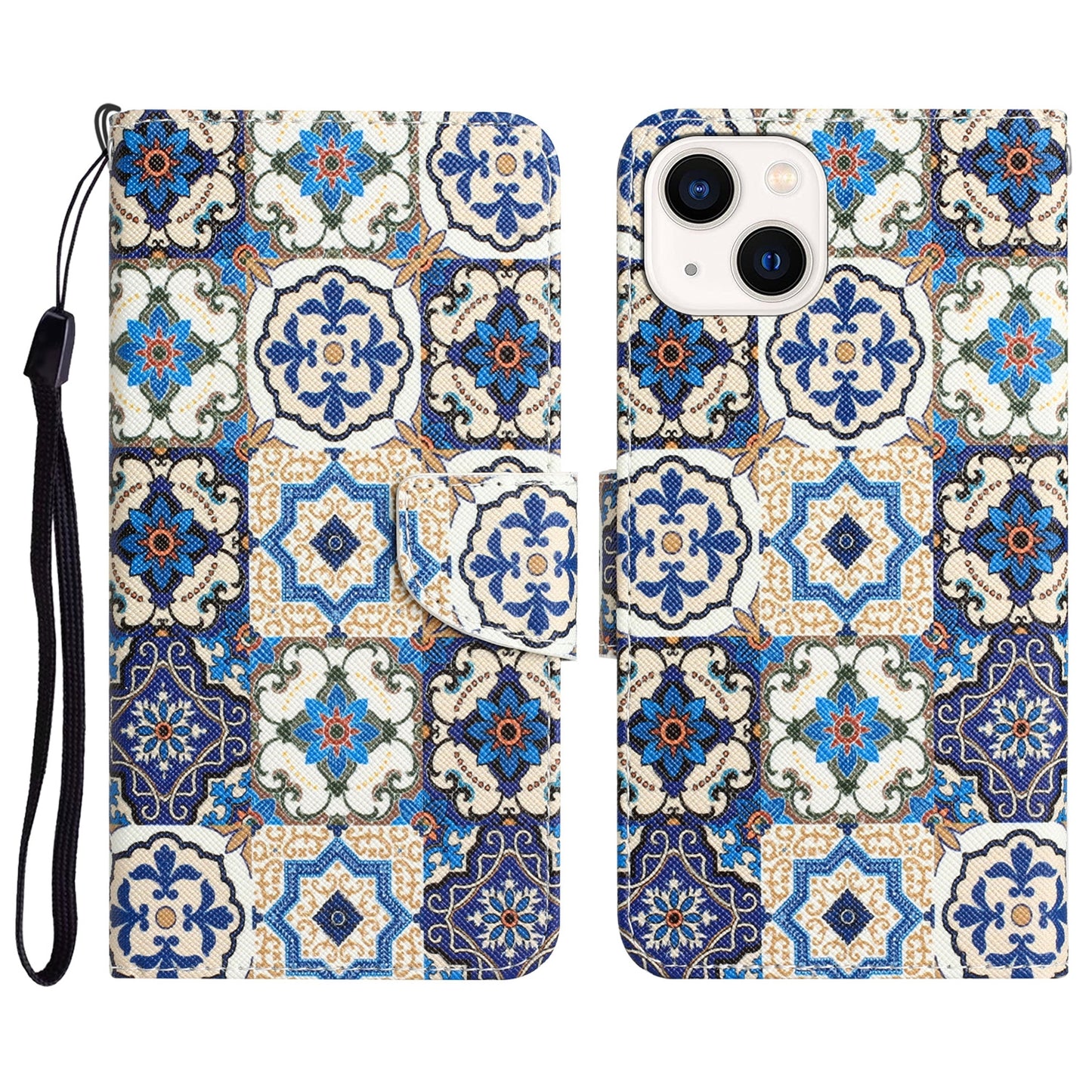 ELECTROPRIME For iPhone 15 Colored Drawing Leather Phone Case(Vintage Totem)