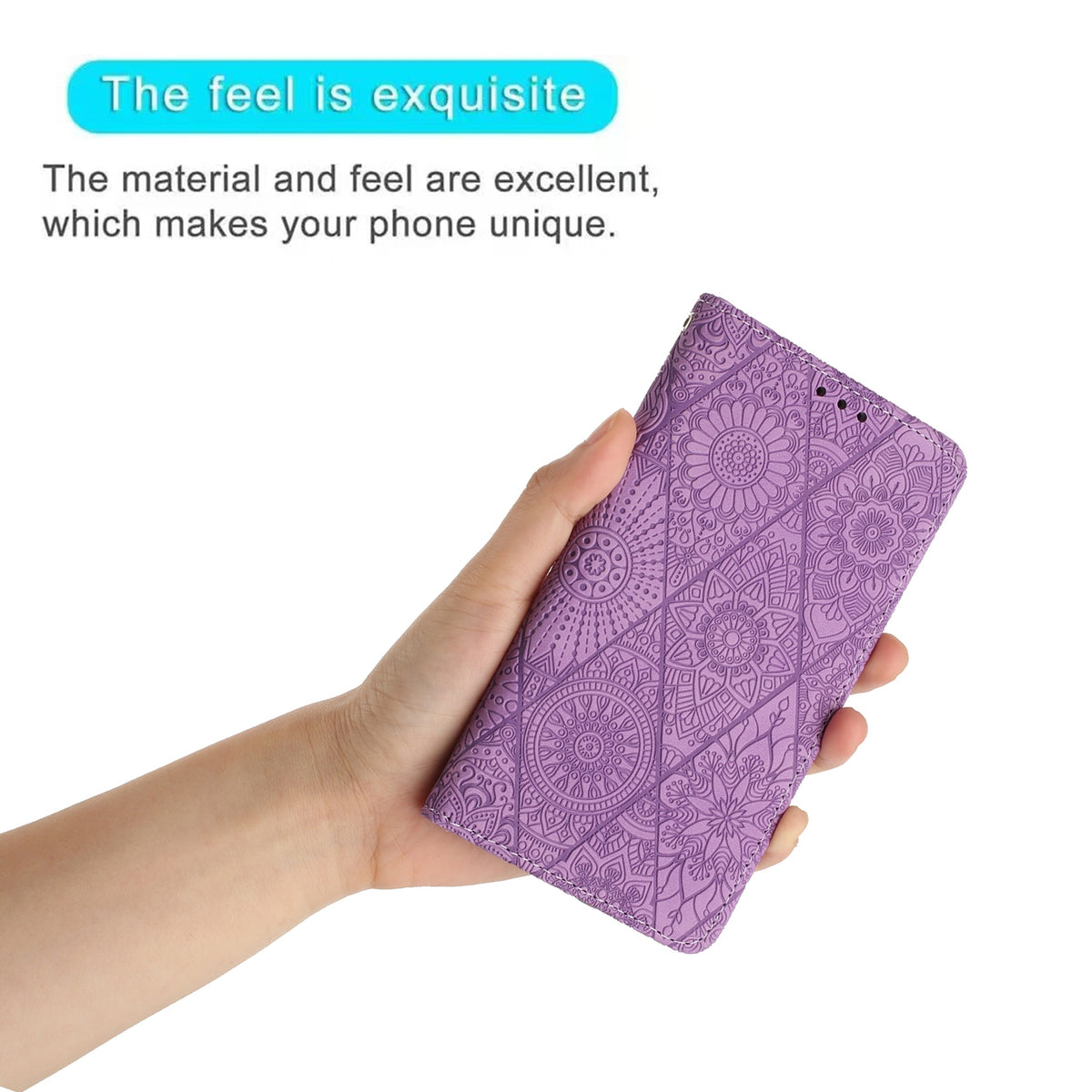 ELECTROPRIME For iPhone 15 Ethnic Embossed Adsorption Leather Phone Case(Purple)