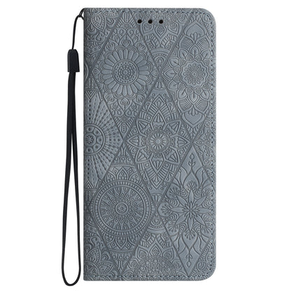 ELECTROPRIME For iPhone 15 Ethnic Embossed Adsorption Leather Phone Case(Grey)