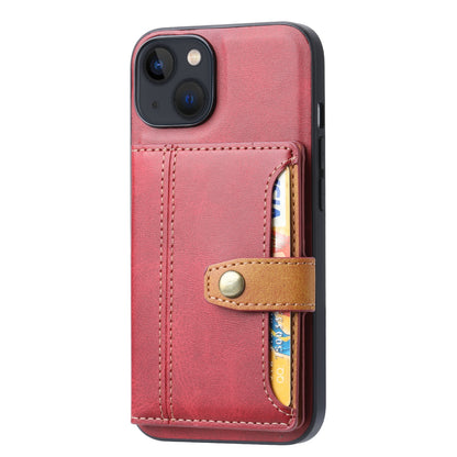 ELECTROPRIME For iPhone 15 Calfskin Card Slot TPU Hybrid PU Phone Case(Red)