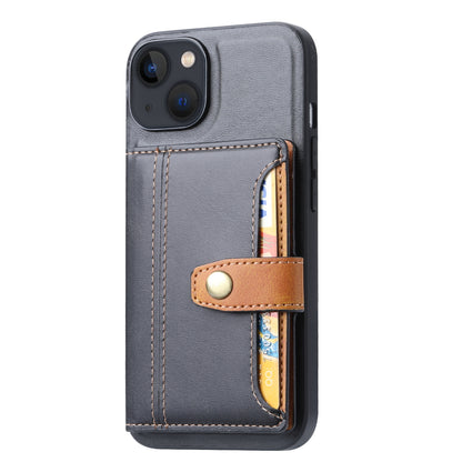 ELECTROPRIME For iPhone 15 Plus Calfskin Card Slot TPU Hybrid PU Phone Case(Black)