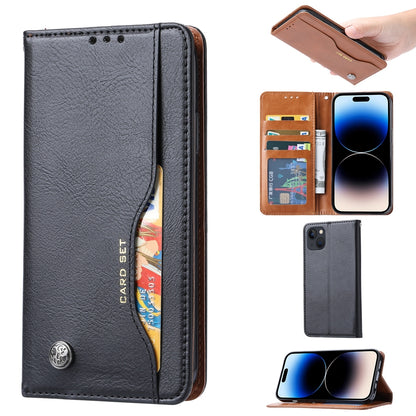 ELECTROPRIME For iPhone 15 Knead Skin Texture Flip Leather Phone Case(Black)