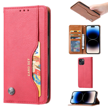 ELECTROPRIME For iPhone 15 Knead Skin Texture Flip Leather Phone Case(Red)