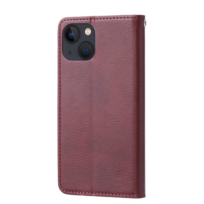 ELECTROPRIME For iPhone 15 Knead Skin Texture Flip Leather Phone Case(Wine Red)