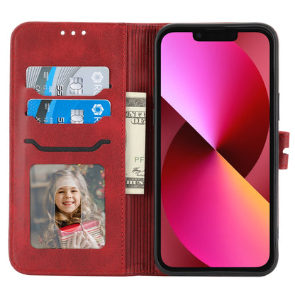 ELECTROPRIME For iPhone 15 Embossed Happy Cat Pattern Flip Leather Phone Case(Red)
