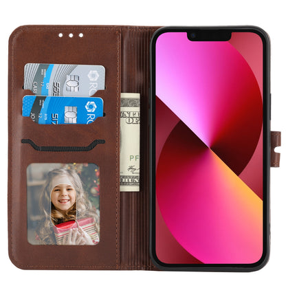 ELECTROPRIME For iPhone 15 Embossed Happy Cat Pattern Flip Leather Phone Case(Brown)