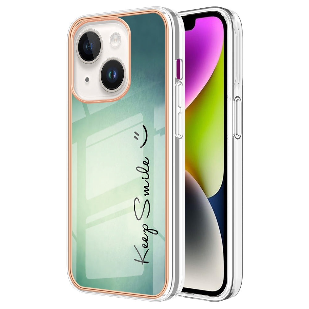 ELECTROPRIME For iPhone 15 Plus Electroplating Marble Dual-side IMD Phone Case(Smile)
