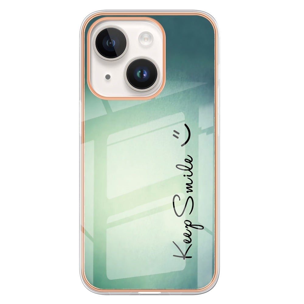 ELECTROPRIME For iPhone 15 Plus Electroplating Marble Dual-side IMD Phone Case(Smile)