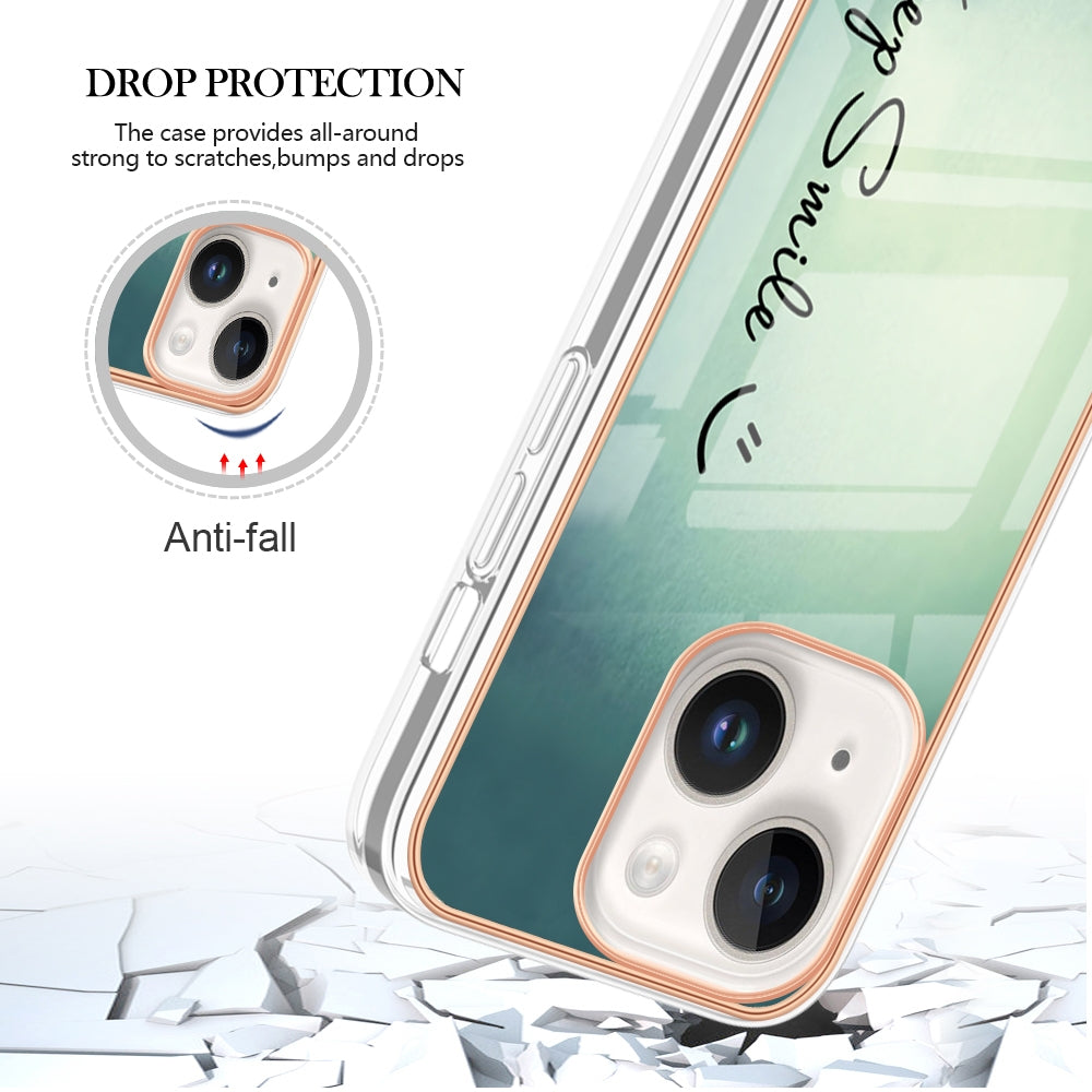 ELECTROPRIME For iPhone 15 Plus Electroplating Marble Dual-side IMD Phone Case(Smile)