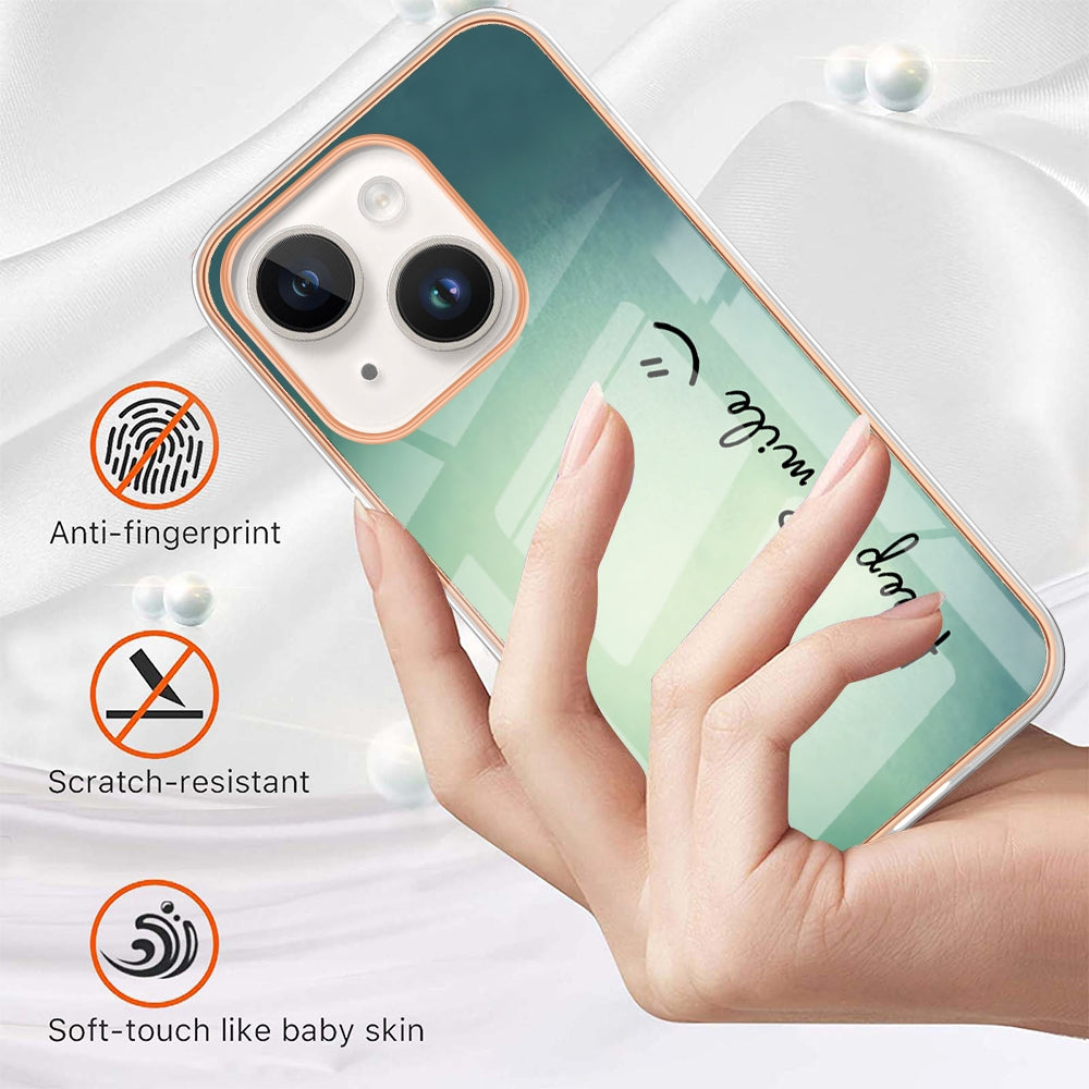 ELECTROPRIME For iPhone 15 Plus Electroplating Marble Dual-side IMD Phone Case(Smile)