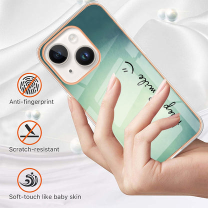 ELECTROPRIME For iPhone 15 Plus Electroplating Marble Dual-side IMD Phone Case(Smile)