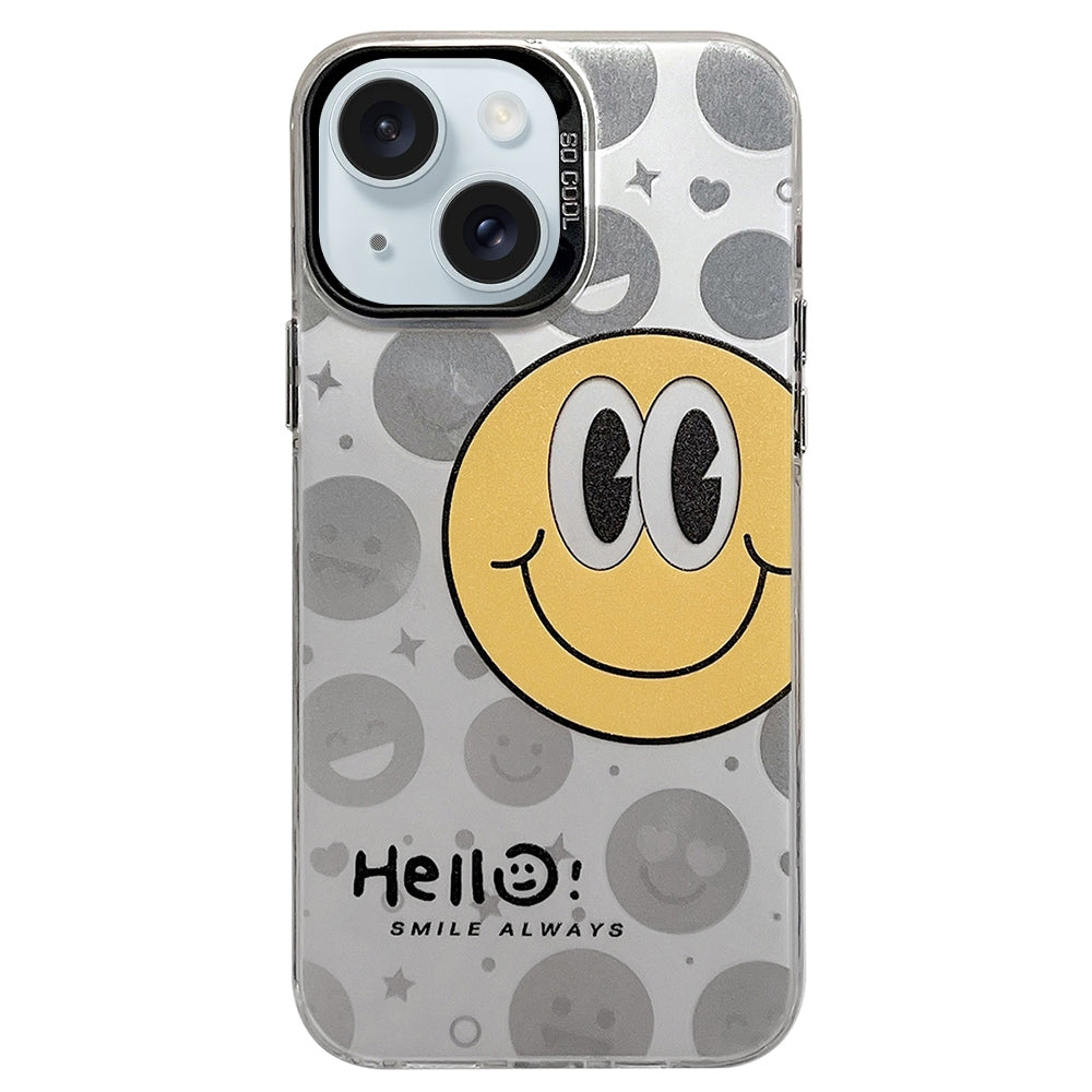 ELECTROPRIME For iPhone 15 Plus English Characters PC Phone Case(Big Smiley Face)