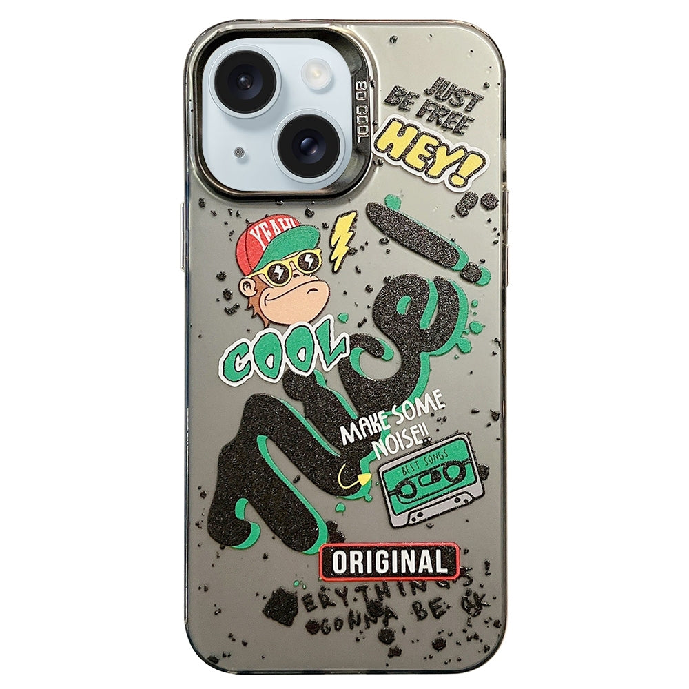 ELECTROPRIME For iPhone 15 English Characters PC Phone Case(Monkey)