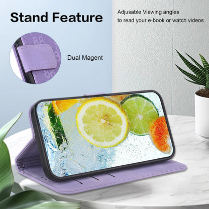 ELECTROPRIME For iPhone 15 Double 8-shaped Embossed Leather Phone Case(Purple)